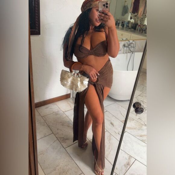 RARE Revolve 3 piece brown Bikini Set - Picture 1 of 12